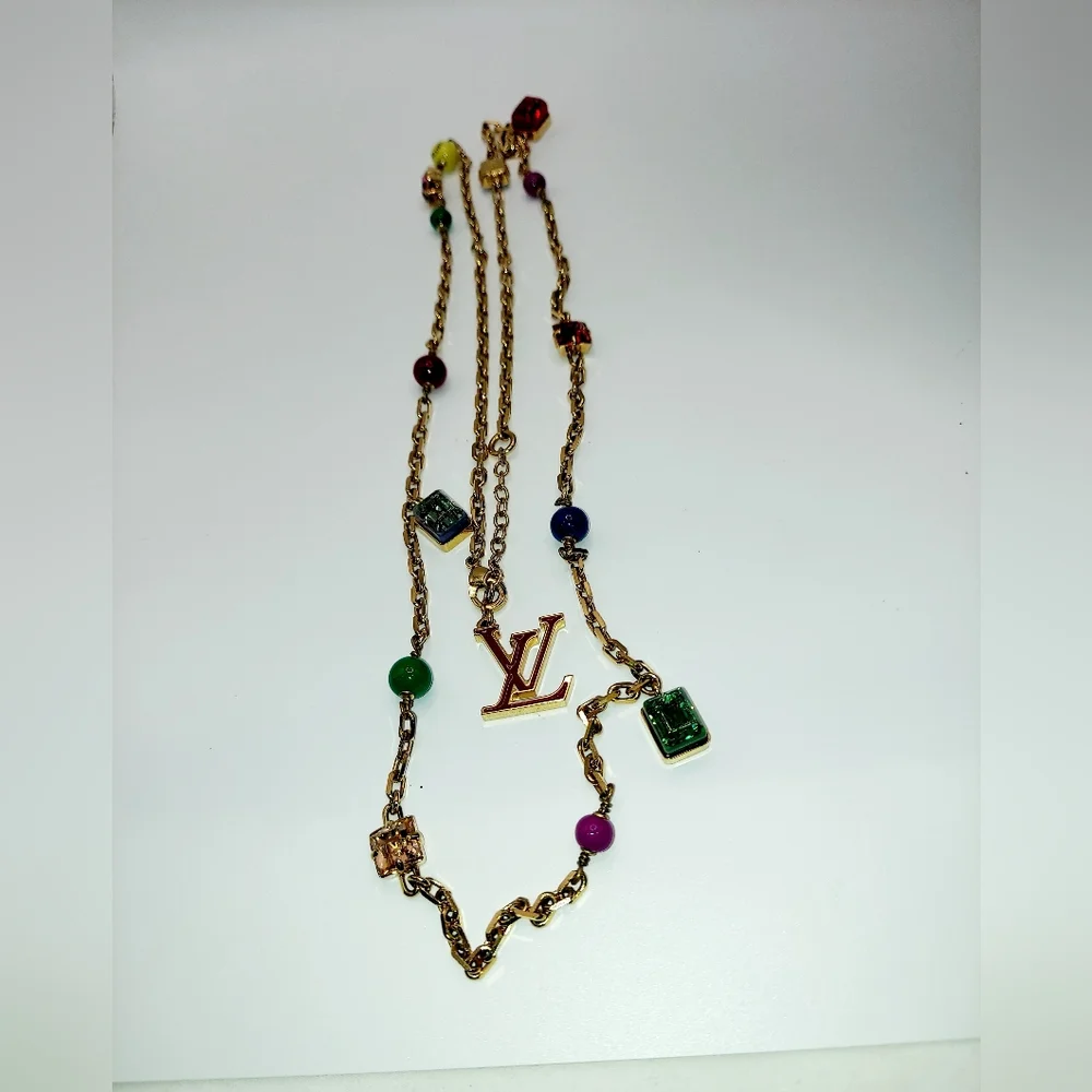 Louis Vuitton Sautoir Plastron Cosmopolotian Lng Necklace W Multi Colored Charms